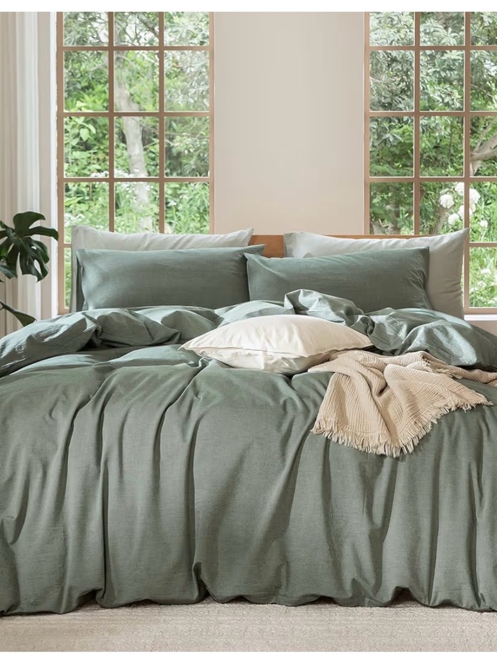 MooMee OVERSIZED KING Bedding Duvet Cover Set 100% Washed Cotton